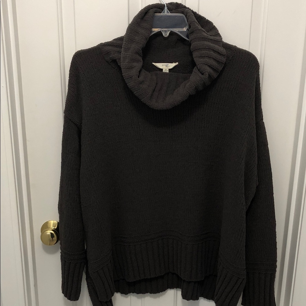 Terra & Sky Dark Charcoal Ribbed Cowl Neck Sweater